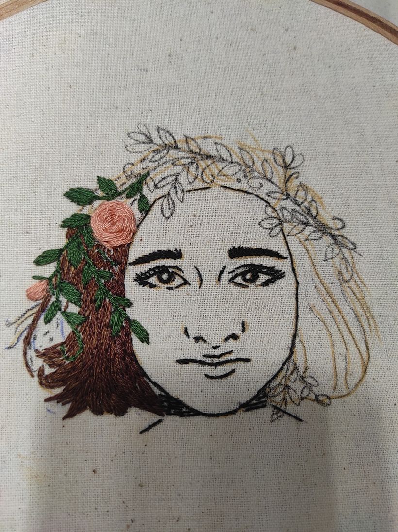 My project for course: Embroidery portraits on fabric 3