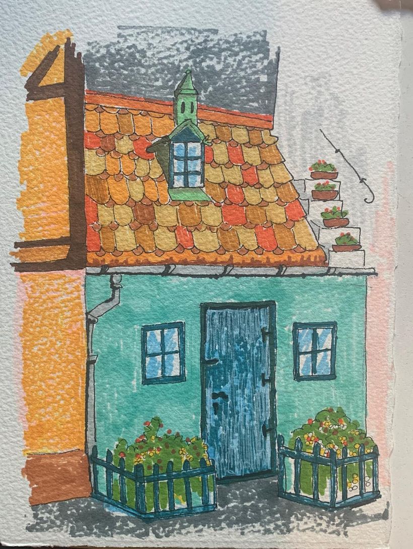 Il mio progetto del corso: Disegno architettonico espressivo con pennarelli colorati 6