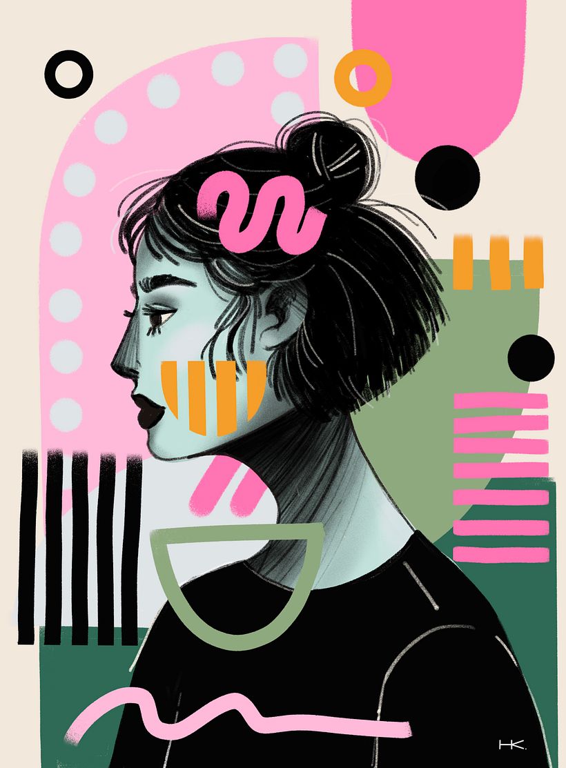 Mein Abschlussprojekt für den Kurs: Digitale Porträts in Procreate mit grafischen Elementen 2