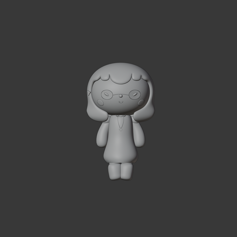 Two characters in Kawaii style in Blender 8