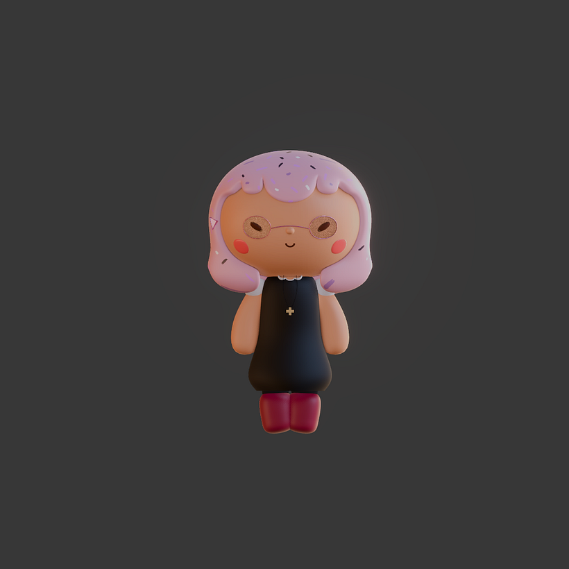 Two characters in Kawaii style in Blender 11