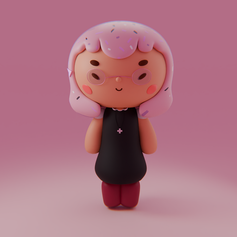 Two characters in Kawaii style in Blender 14