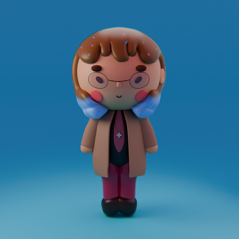 Two characters in Kawaii style in Blender 15