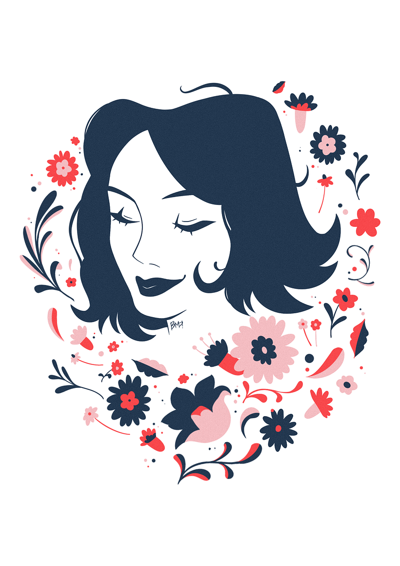 Meu projeto do curso: Retrato ilustrado com elementos botânicos 2