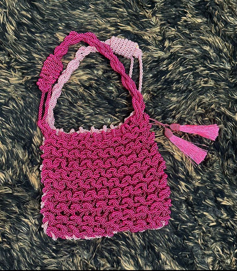 My project for course: Design and Knitting of Bags with Silk Cord  1
