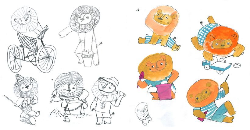 The main character in different situations and firch color test