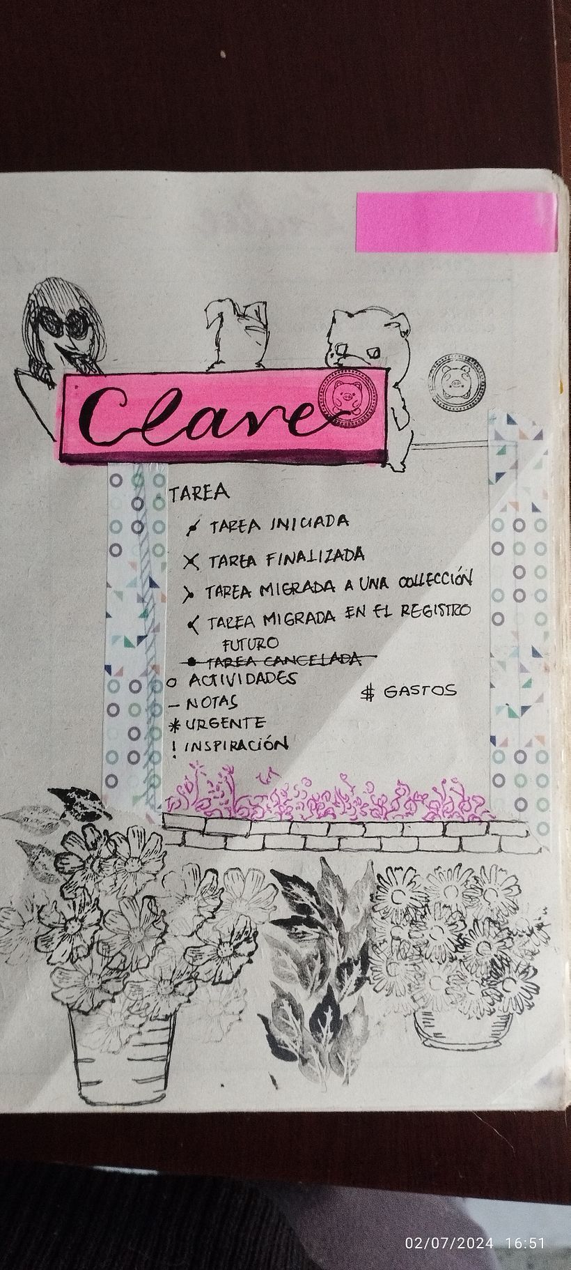 La pagina de simbología o clave. Me costó un poco realizarla porque visualmente no me gusta pero cumple su función xd