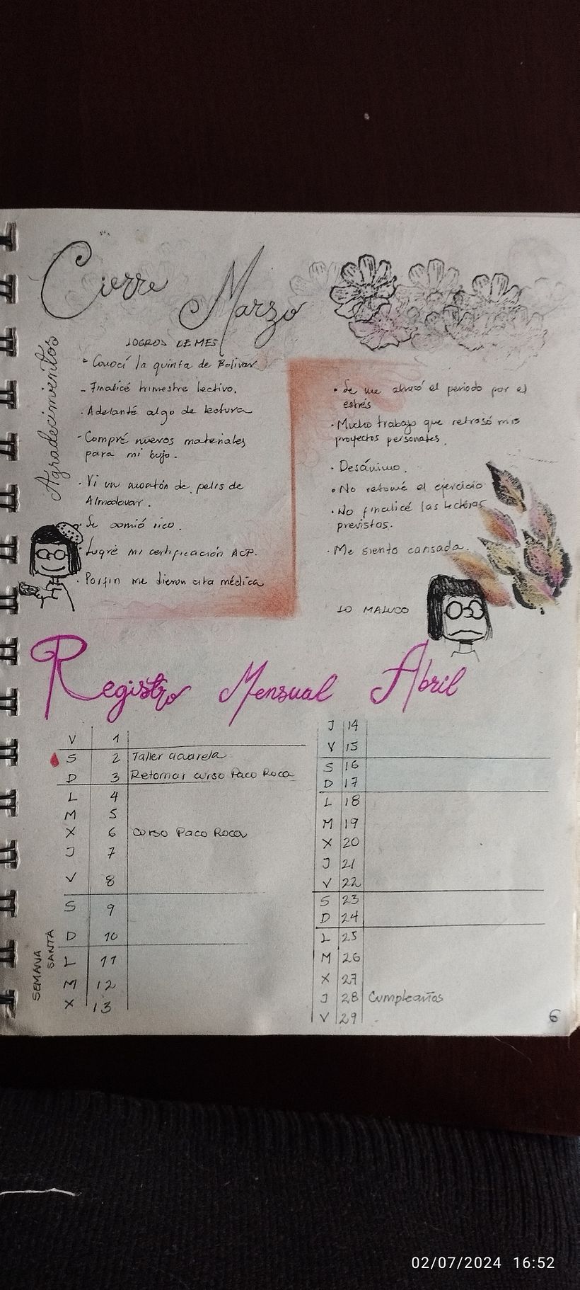 Esto lo agregué a lo visto en el curso y es un cierre de mes. Donde listo logros y lo "maluco".