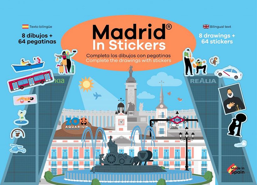 Libro infantil de pegatinas de Madrid.