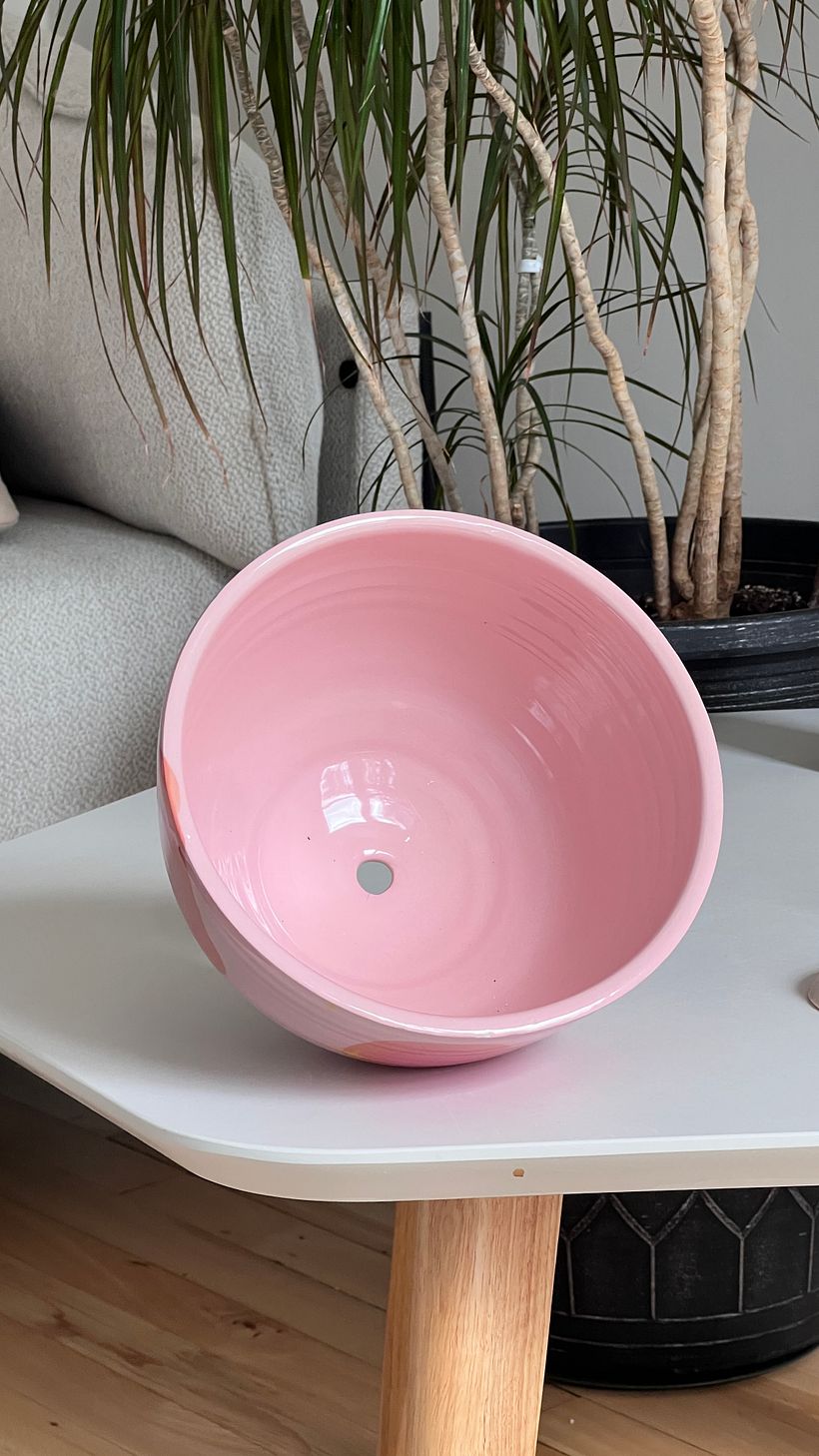 Large Grumpy Pink Bowl/Planter 2