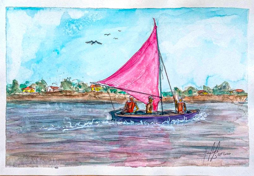 Aquarela desde una foto tomada en Paulino Neves, Maranhão, Brasil.