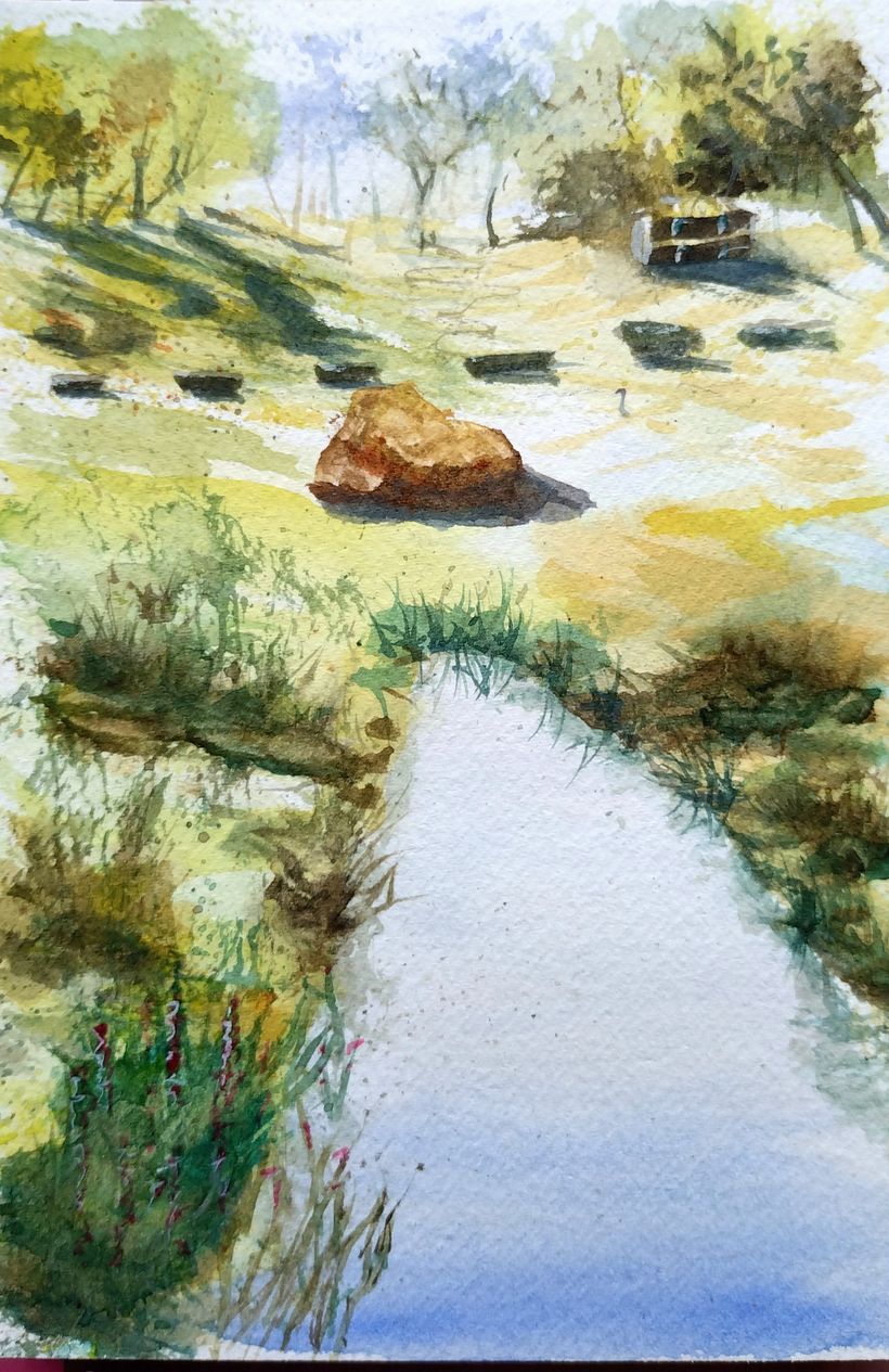 Mein Abschlussprojekt für den Kurs: Natürliche Aquarelllandschaften - Bellas Artes