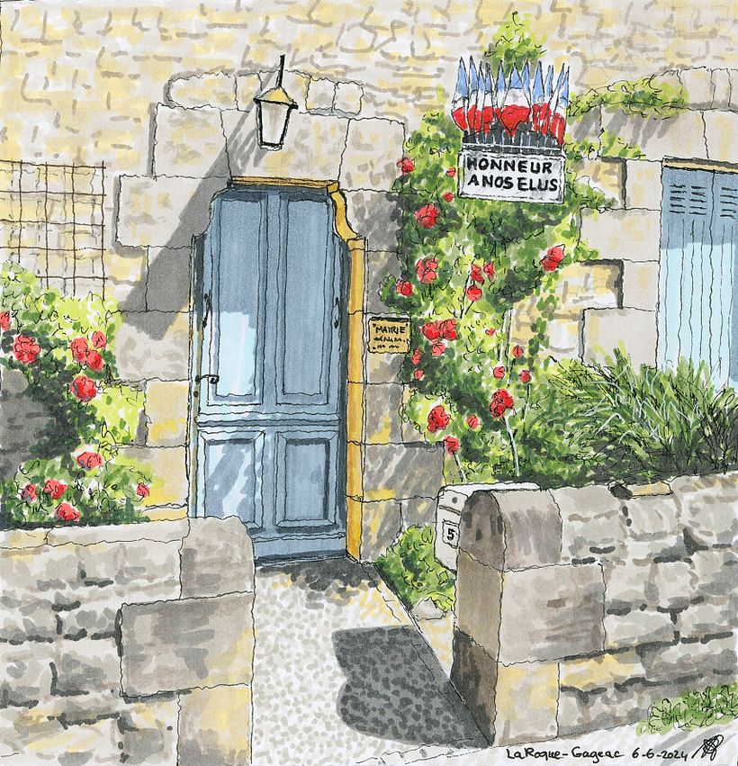 Een piepklein gemeentehuis in La Roque-Gageac in de mooie streek Dordogne, Frankrijk