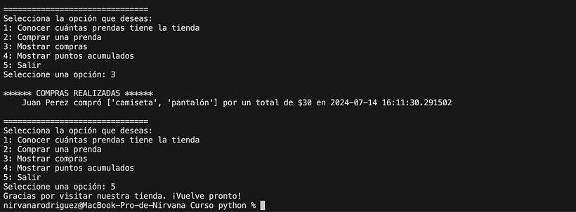 Tienda de ropa para Introducción a la programación con Python 3