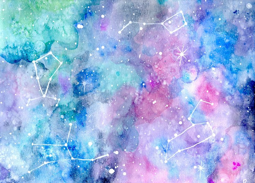 Final galaxy piece for Modern Watercolor Techniques course.