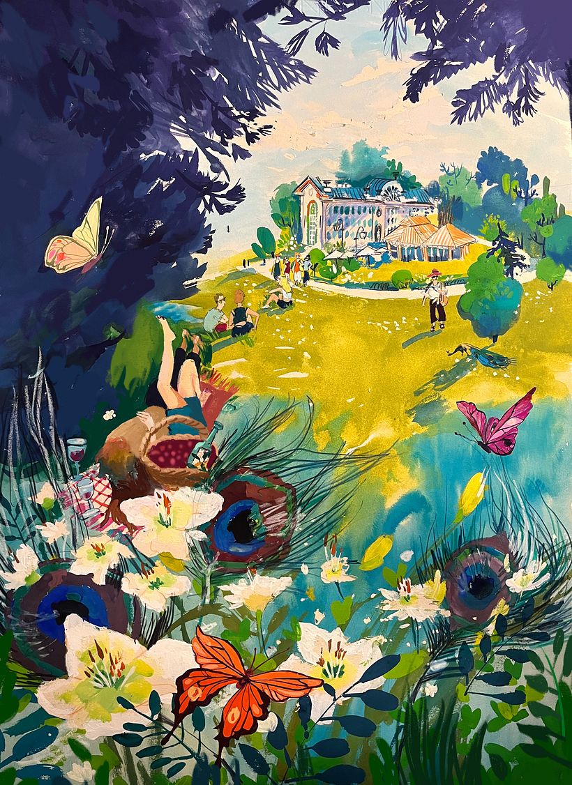 Mi proyecto de curso: Boceto con pinturas en un parque utilizando la técnica gouache 2