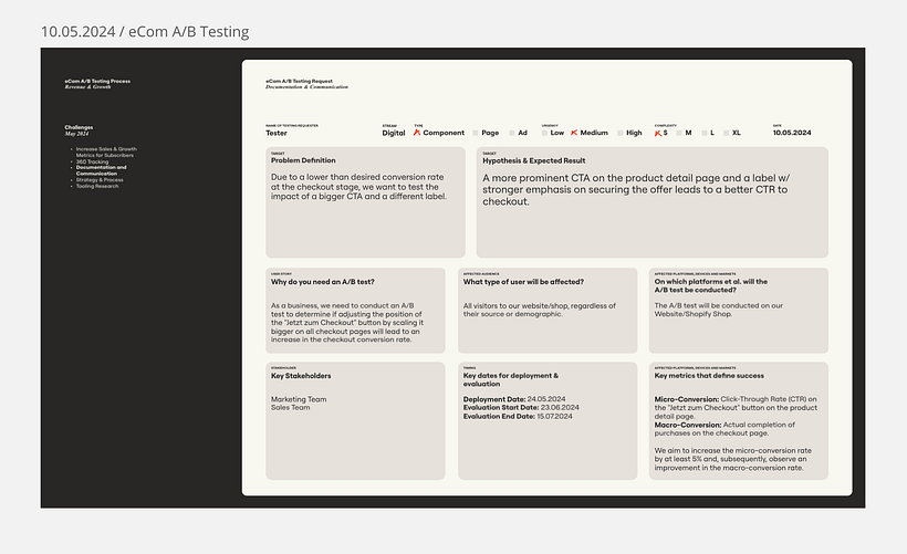 Documenting pre test challenges for key stakeholders