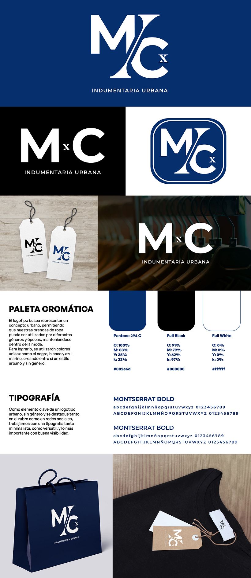 Presentación final del logotipo al cliente con explicación y aplicaciones.