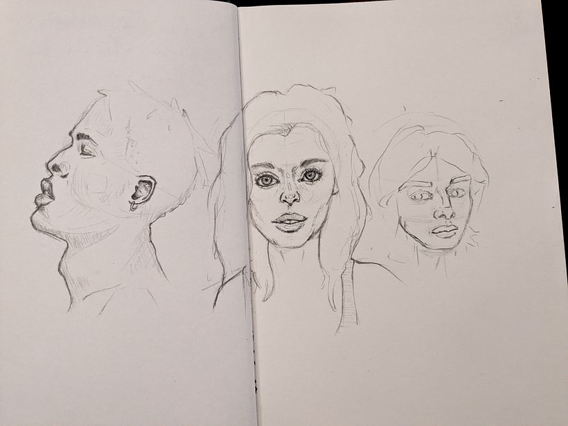 Features sketched in - this was a different session so not so warmed up