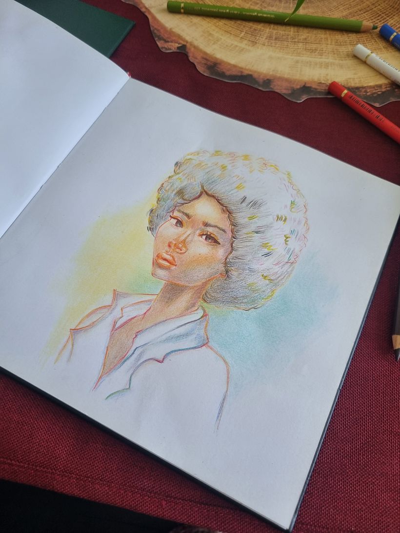 Mon projet du cours : Dessin de portraits expressifs aux crayons de couleur  1