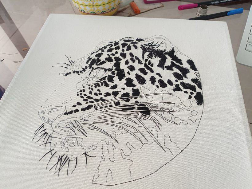 Mi proyecto del curso: Dibujo con hilo Un Jaguar 8