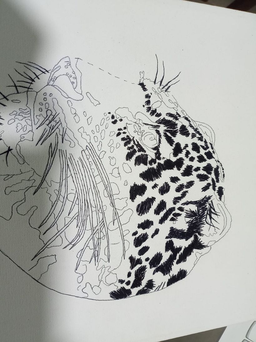 Mi proyecto del curso: Dibujo con hilo Un Jaguar 8