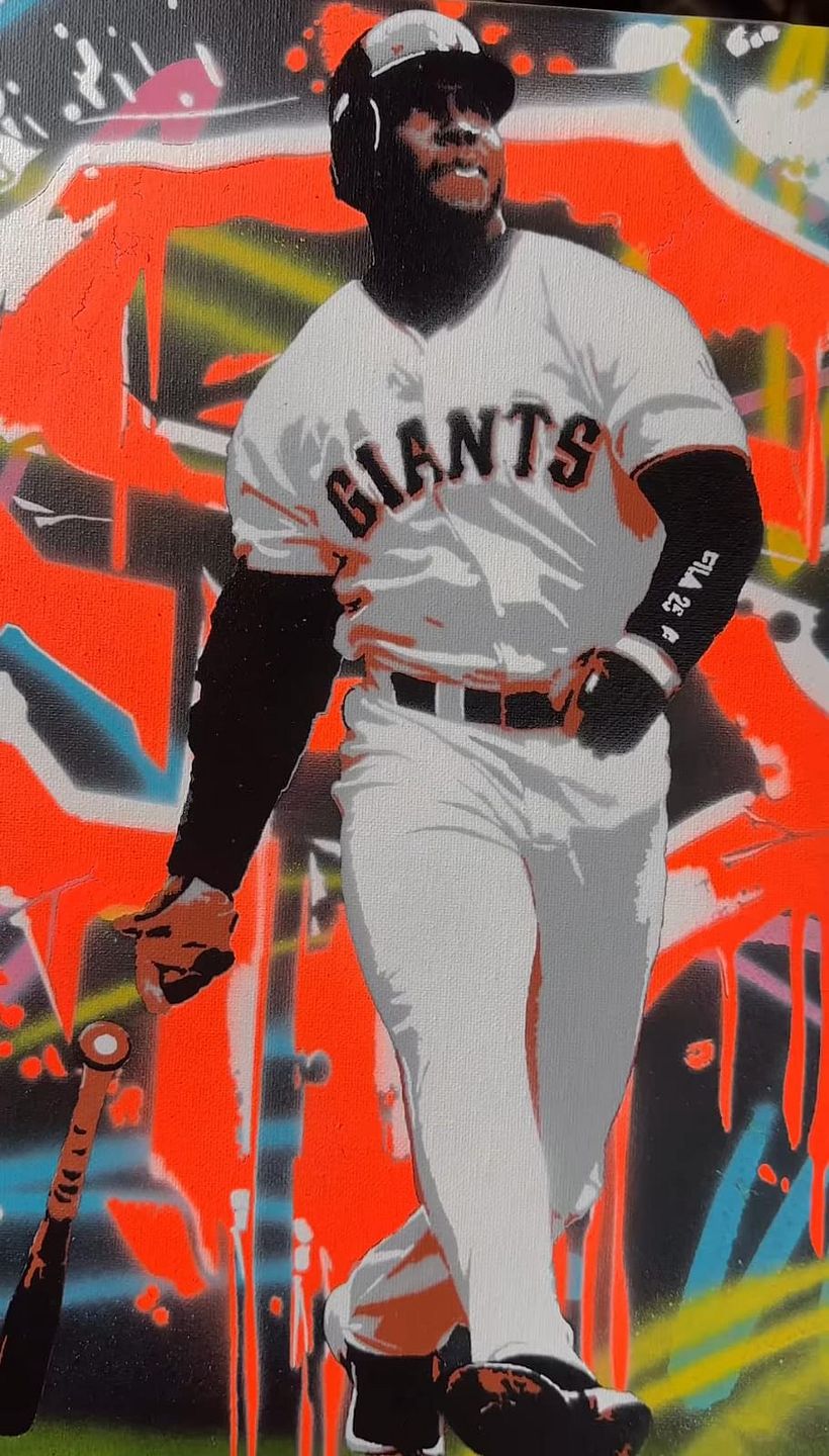 stencil ya pintado de 10 capas Barry L bonds, diseñado por Colin Mitchell - @madebycito