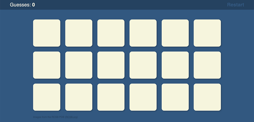 Start of the PDB memory game.
