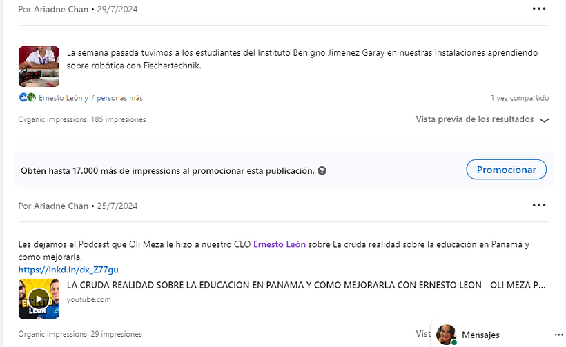 Avances en LinkedIn. 4