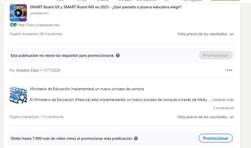 Avances en LinkedIn. 5