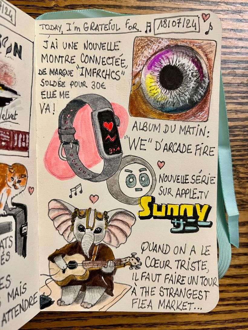 I get a very cheap new watch. Sunny, a domestic robot serie on AppleTV. I'm sad, so I go to The Strangest Flea Market 