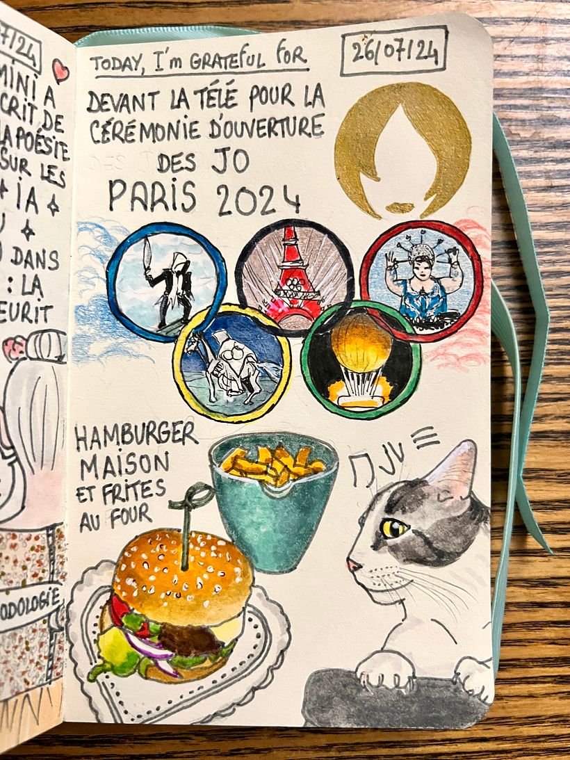 Homemade burger and fries, then I watch the Opening Ceremony for the Parisian Olympic Games and it is so nice <3