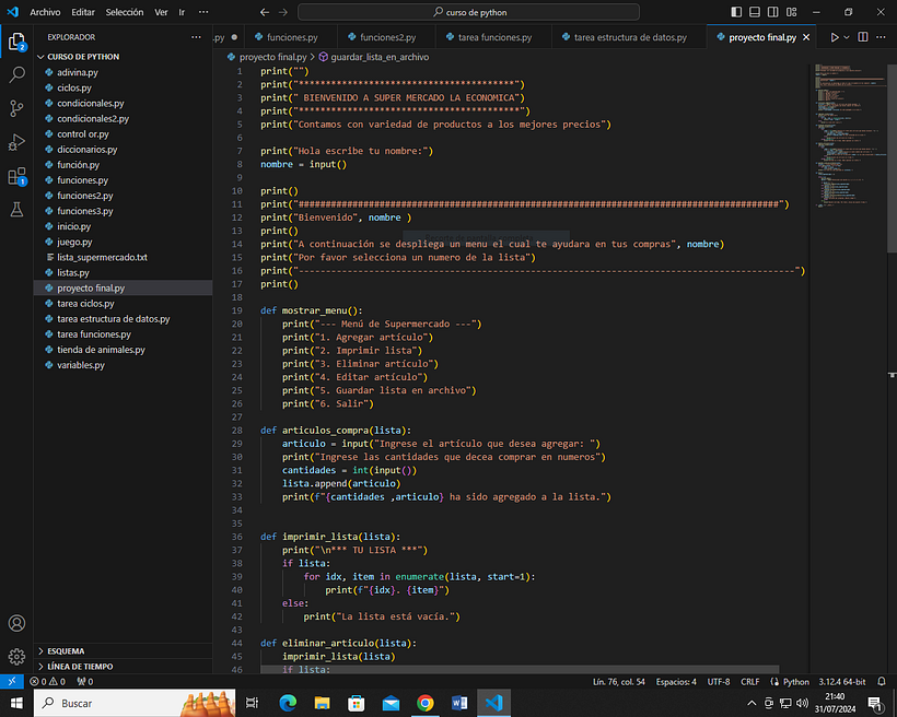 Mi proyecto del curso: Introducción a la IA con Python - Pemrograman