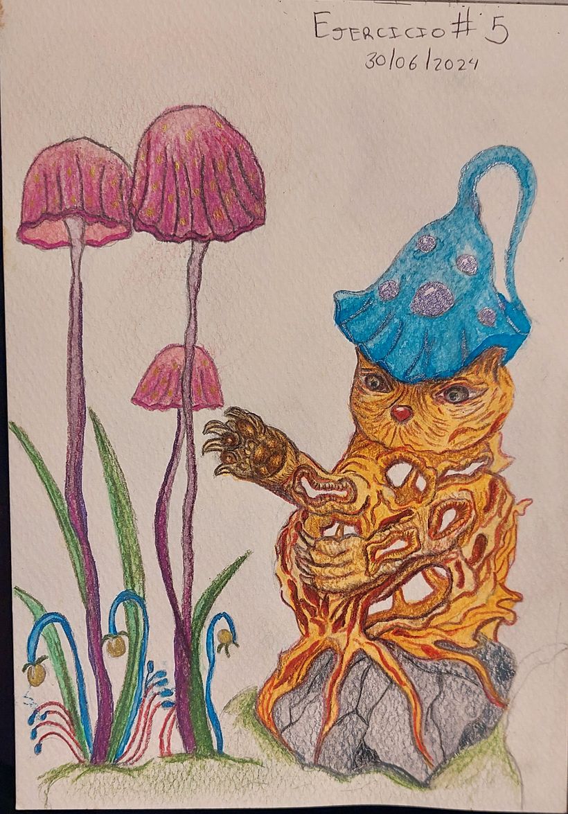 GATHONGO (Mezcla de acuarela y lápices de colores) 