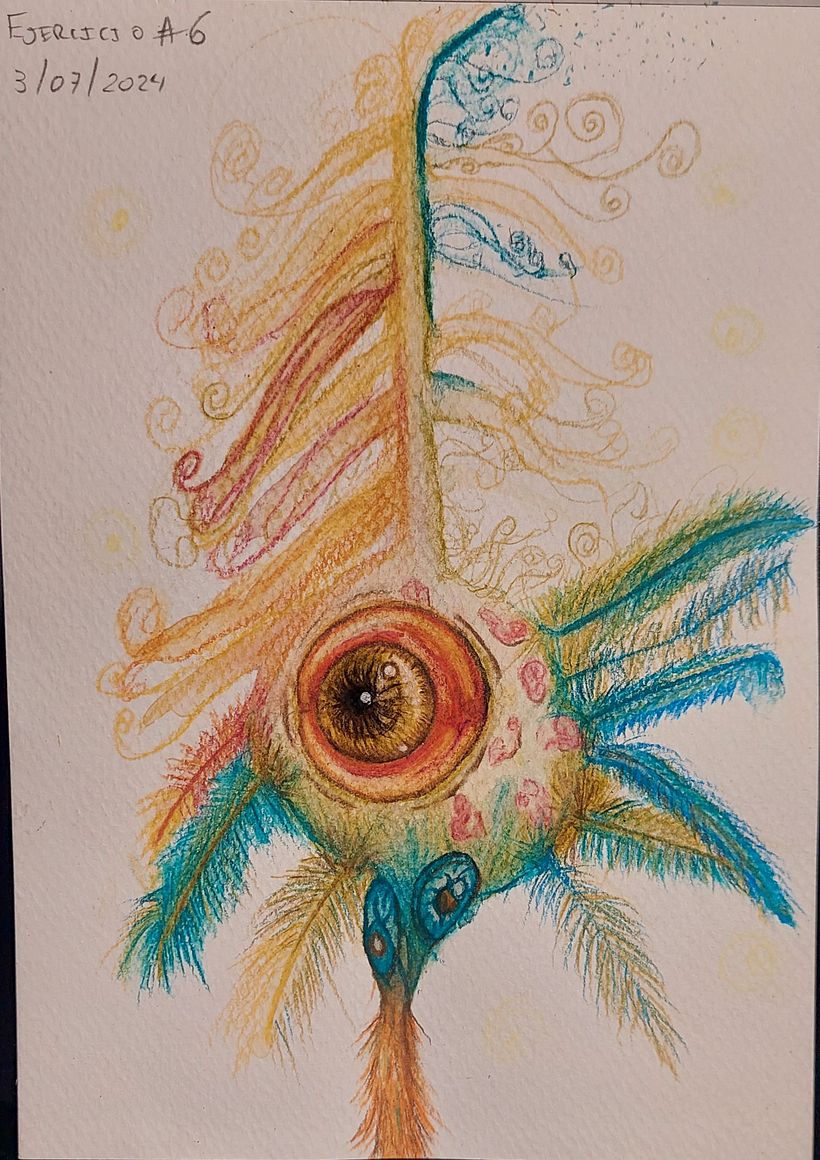 Mezcla de técnicas y formas (acuarela y lápiz de color) 