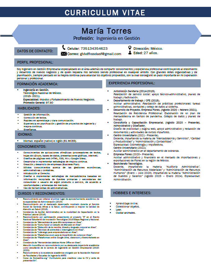 Mi proyecto del curso: Currículums para creativos: crea tu CV y carta de presentación 1