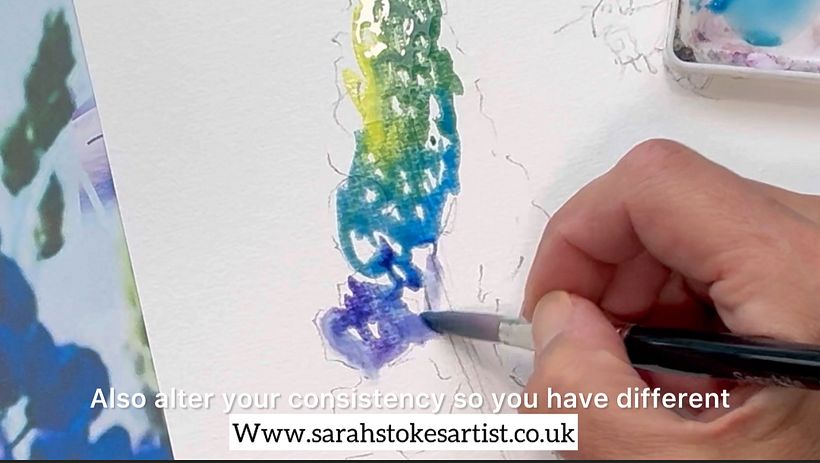 By mixing your colours on the palette you can work with them quickly to allow them to blend wet into wet