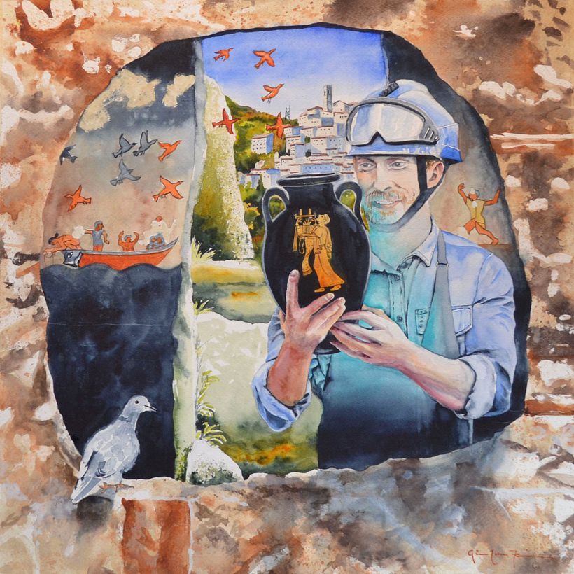 "Eca Suthi" (watercolor maquette for a mural)
