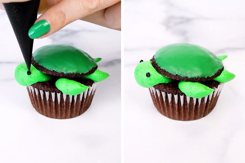 Add facial features with black buttercream, and done! 