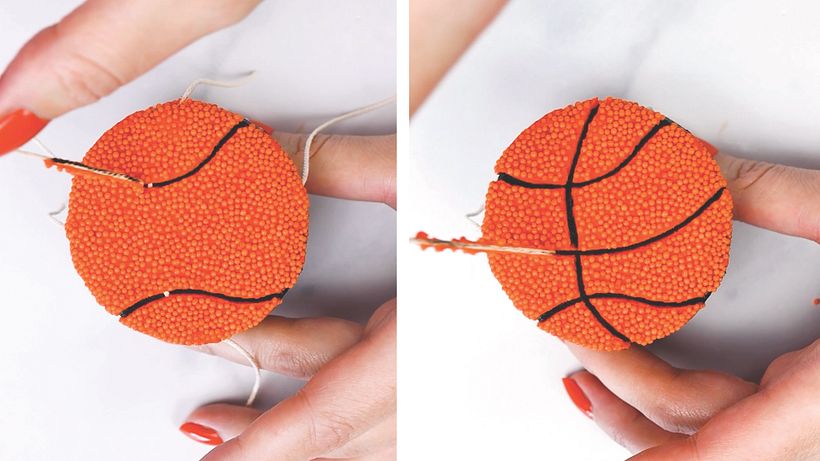 Then the most satisfying part - pulling the strings off to reveal the black lines underneath! 