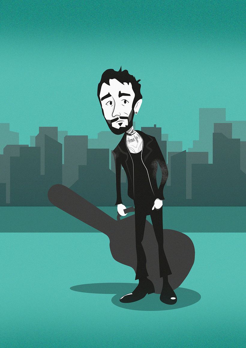 Caricatura do vocalista da banda Fresno Lucas Silveira