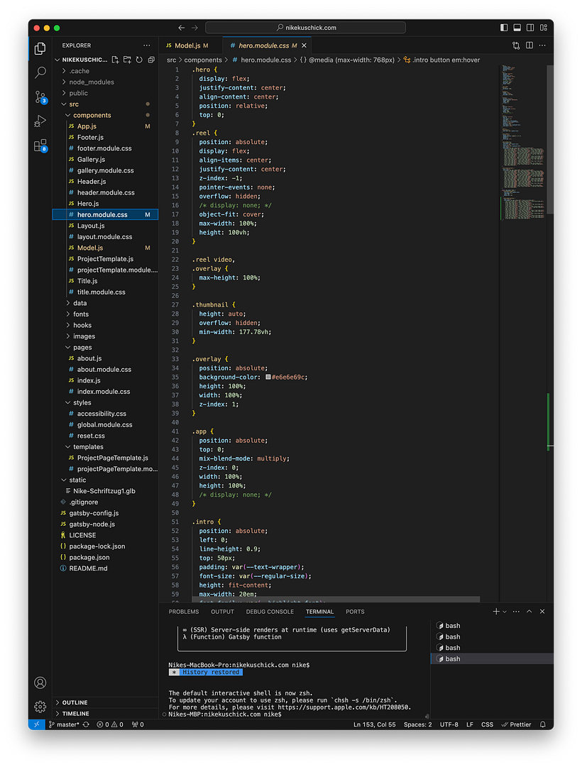 an example of how the components are styled
