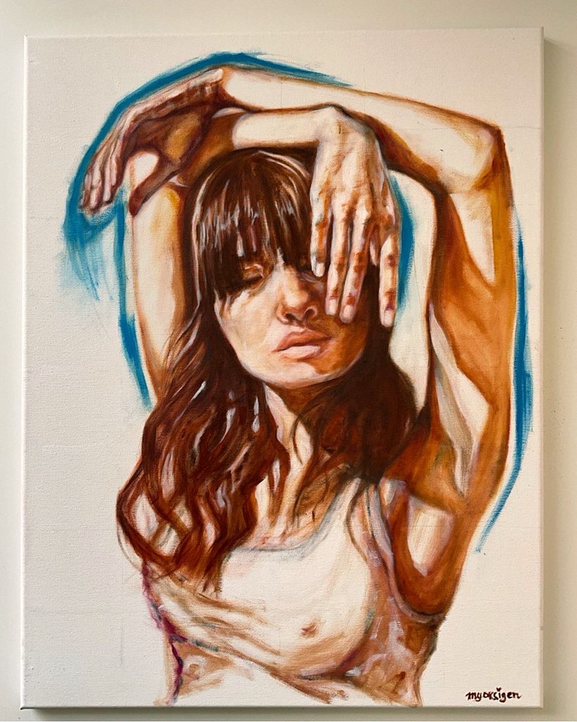 My project for course: Experimental Portraiture: Fusing Oil, Acrylic, and Spray Paint 5