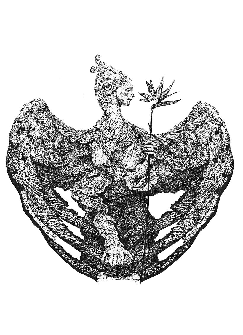 Dibujo a mano con técnica de puntillismo