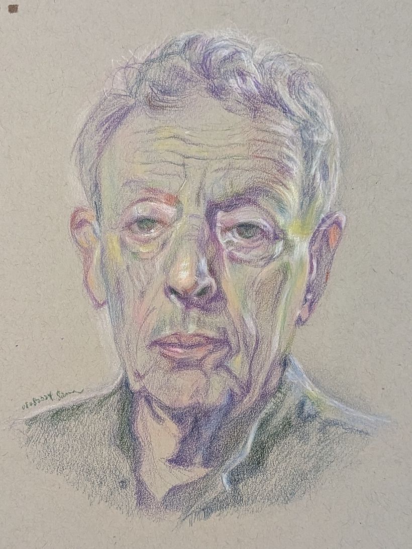Applying bright colors on a (old) man. 