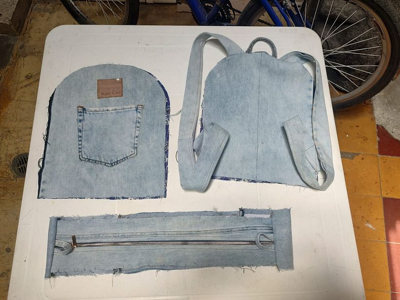 My project for course: Fashion upcycling: Create a backpack with second-hand clothes 2