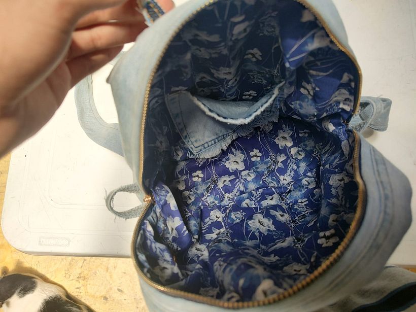 My project for course: Fashion upcycling: Create a backpack with second-hand clothes 3