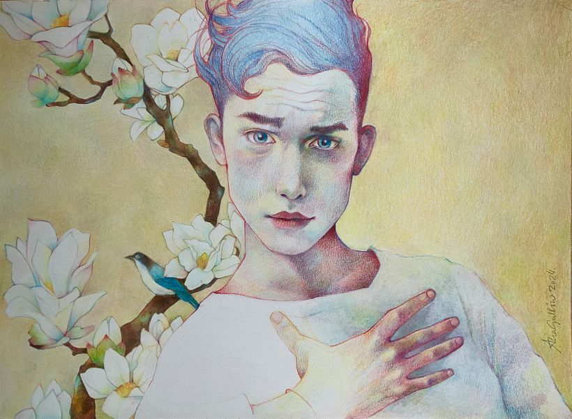 Dibujo de retratos llamativos con lápices de colores. Un curso de Gabriela Niko 11
