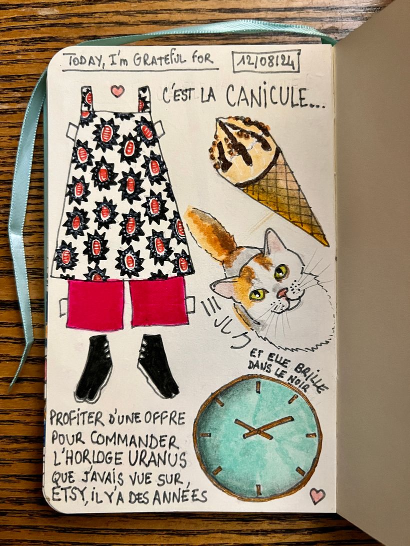 Heat wave : I dress light and stay home. Buying the lovely Uranus clock I wanted since a few years, and with a discount !