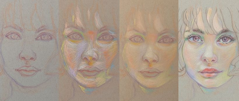 Practiced mixing use of soft pastel and color pencils 
